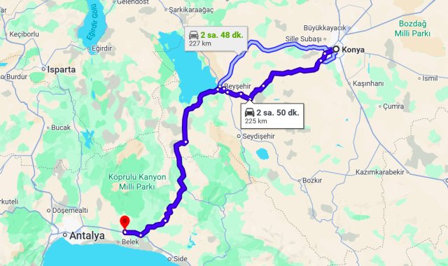 Konya Serik Arası Kaç Km?