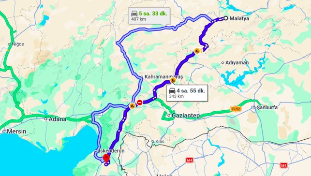 Malatya Hatay Arası Kaç Km?