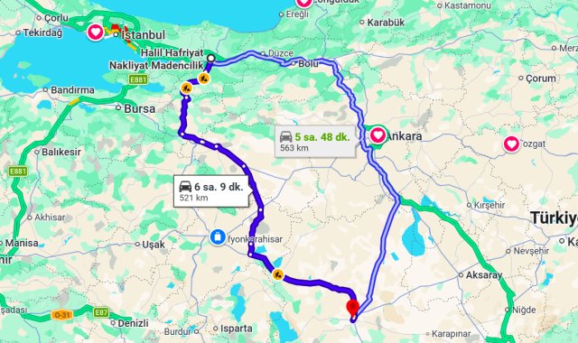 Sakarya Konya Arası Kaç Km?