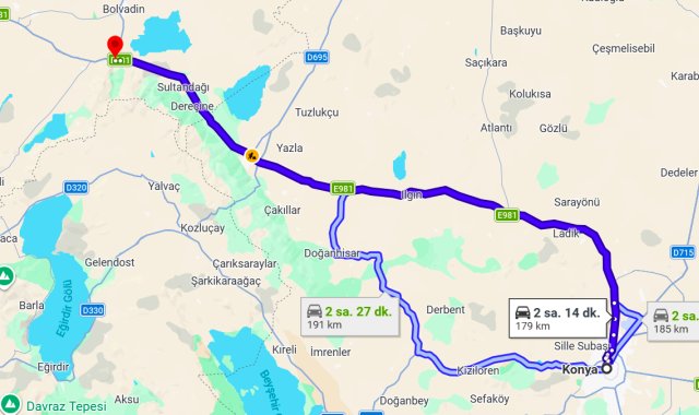 Konya Çay Arası Kaç Km?