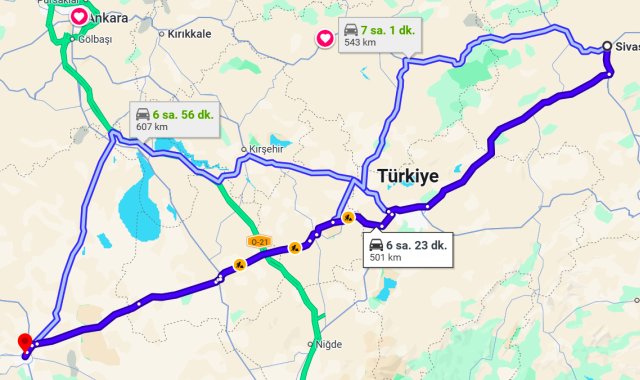 Sivas Konya Arası Kaç Km?