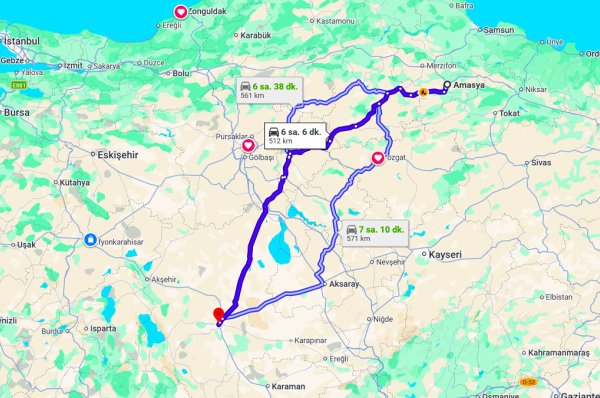 Amasya Konya Arası Kaç Km?