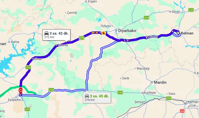 Batman Şanlıurfa Arası Kaç Km?