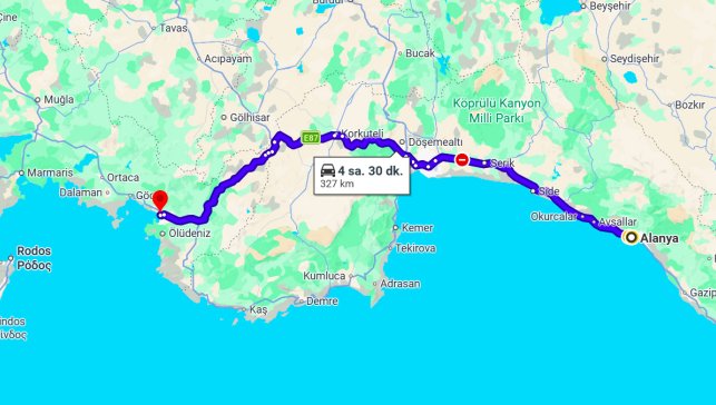 Alanya Fethiye Arası Kaç Km?