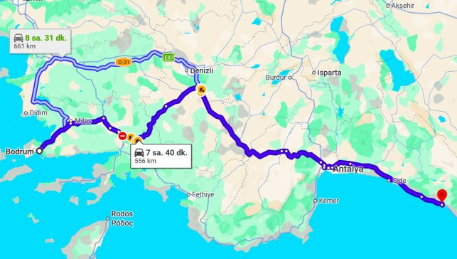 Bodrum Alanya Arası Kaç Km?