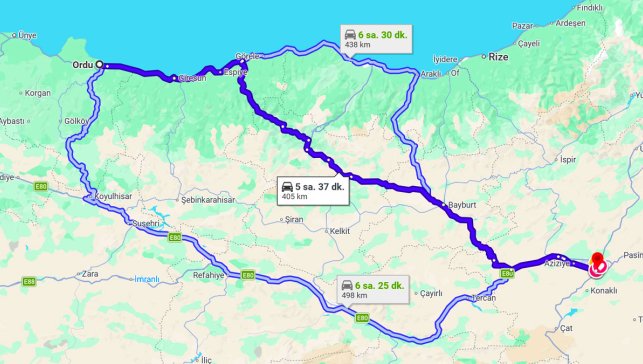 Ordu Erzurum Arası Kaç Km?