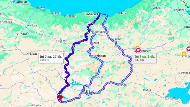 Trabzon Malatya Arası Kaç Km?