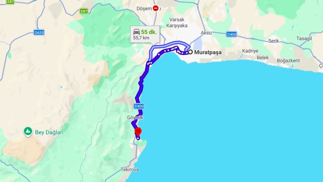 Muratpaşa Kemer Arası Kaç Km?