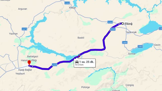 Elazığ Malatya Arası Kaç Km?