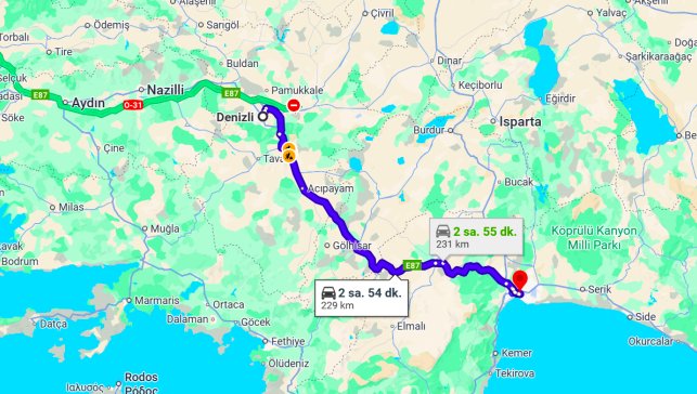 Denizli Antalya Arası Kaç Km?