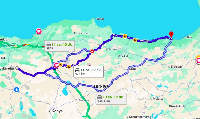 Eskişehir Trabzon Arası Kaç Km?