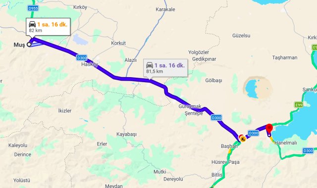 Muş Tatvan Arası Kaç Km?