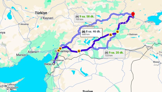 Hatay Muş Arası Kaç Km?
