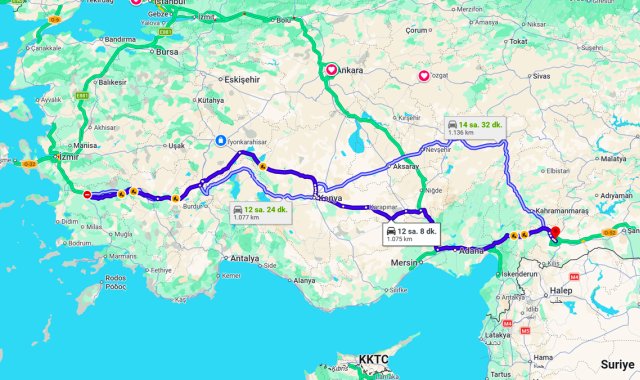 Aydın Gaziantep Arası Kaç Km?