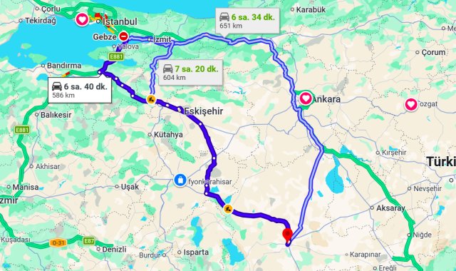 Gebze Konya Arası Kaç Km?