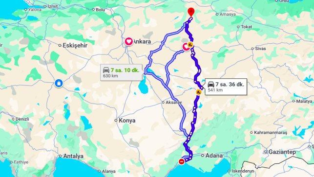 Mersin Çorum Arası Kaç Km?