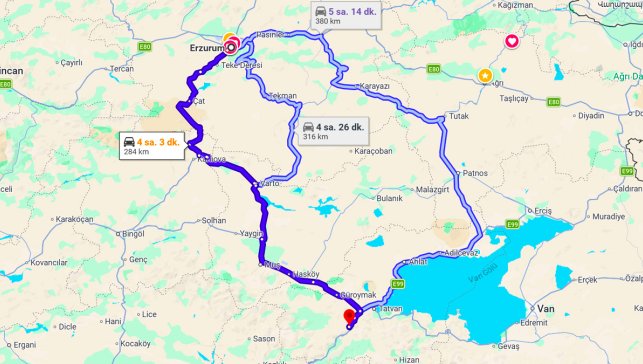 Erzurum Bitlis Arası Kaç Km?