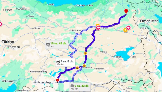 Şanlıurfa Kars Arası Kaç Km?
