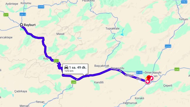 Bayburt Erzurum Arası Kaç Km?