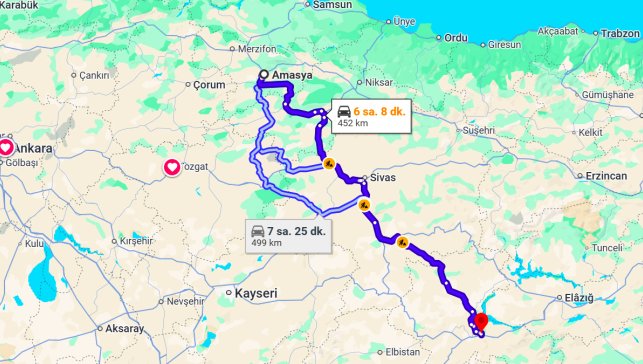 Amasya Malatya Arası Kaç Km?