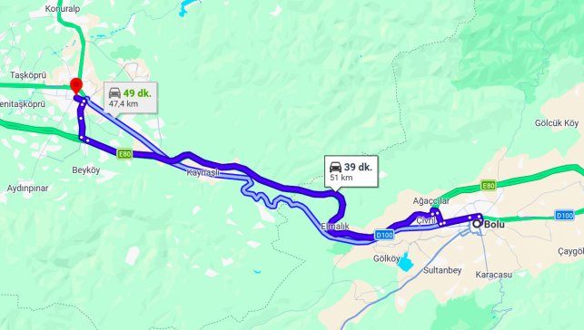 Bolu Düzce Arası Kaç Km?