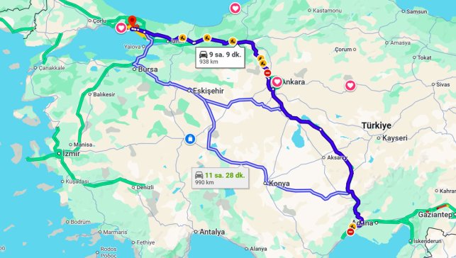 Mersin İstanbul Arası Kaç Km?