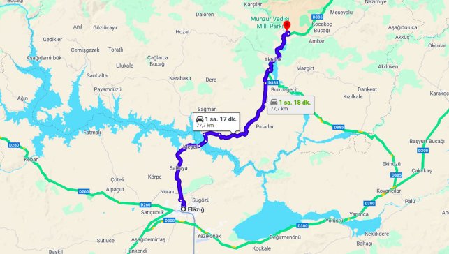 Elazığ Tunceli Arası Kaç Km?