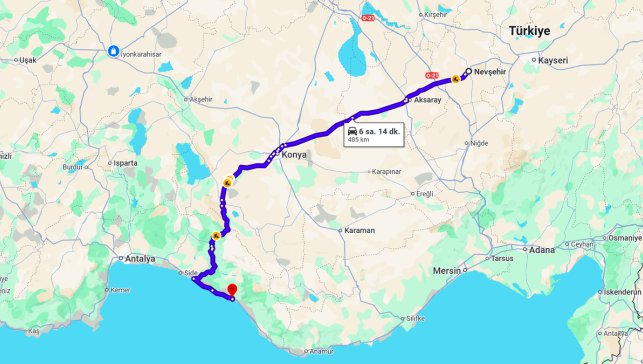 Nevşehir Alanya Arası Kaç Km?