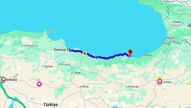 Samsun Trabzon Arası Kaç Km?