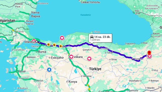 İstanbul Erzurum Arası Kaç Km?