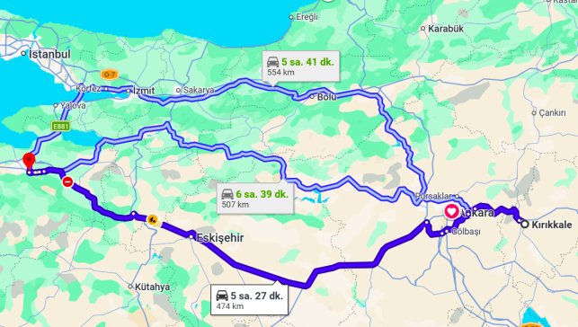 Kırıkkale Bursa Arası Kaç Km?