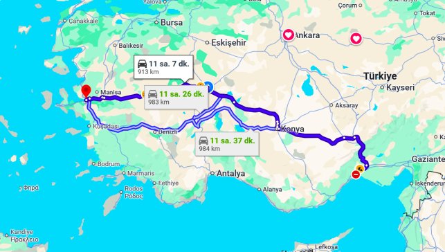 Mersin İzmir Arası Kaç Km?