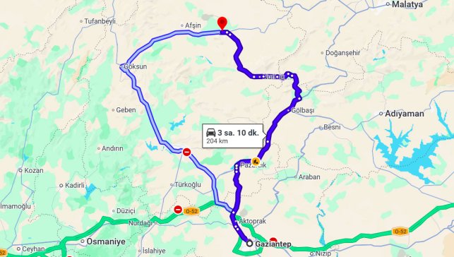Gaziantep Elbistan Arası Kaç Km?