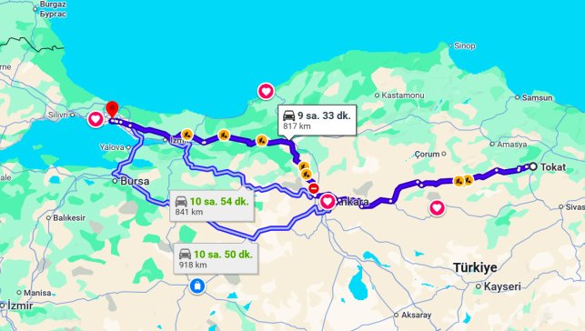 Tokat İstanbul Arası Kaç Km?