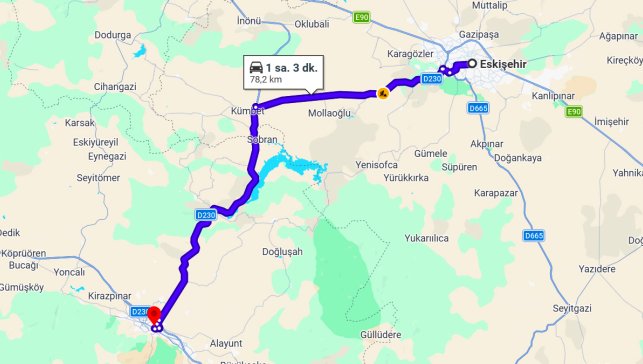 Eskişehir Kütahya Arası Kaç Km?