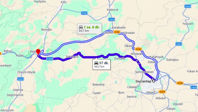 Gaziantep Nurdağı Arası Kaç Km?