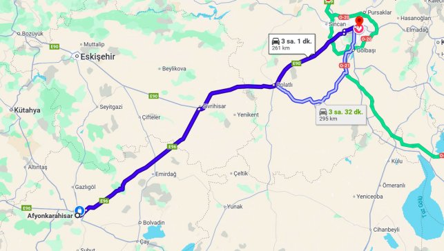 Afyonkarahisar Ankara Arası Kaç Km?