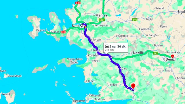 İzmir Muğla Arası Kaç Km?