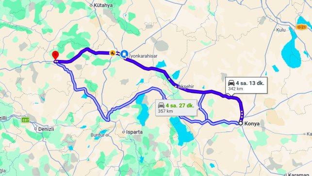Konya Uşak Arası Kaç Km?