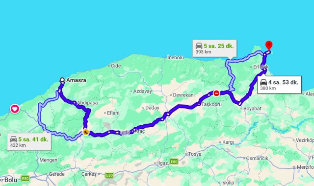 Amasra Sinop Arası Kaç Km?