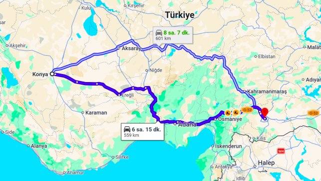 Konya Gaziantep Arası Kaç Km?