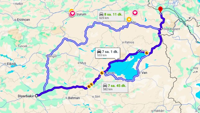 Diyarbakır Iğdır Arası Kaç Km?