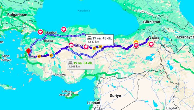 Kars Manisa Arası Kaç Km?