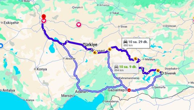 Siverek Ankara Arası Kaç Km?