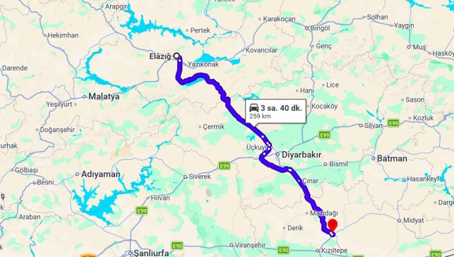 Elazığ Mardin Arası Kaç Km?
