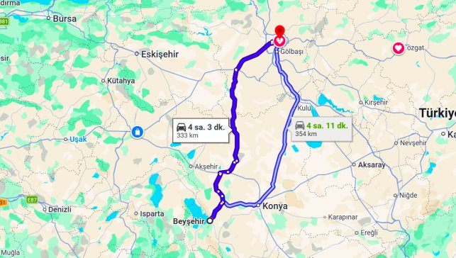 Beyşehir Ankara Arası Kaç Km?