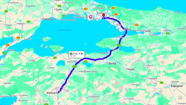 Balıkesir İstanbul Arası Kaç Km?