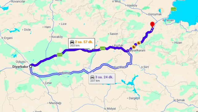 Diyarbakır Bitlis Arası Kaç Km?