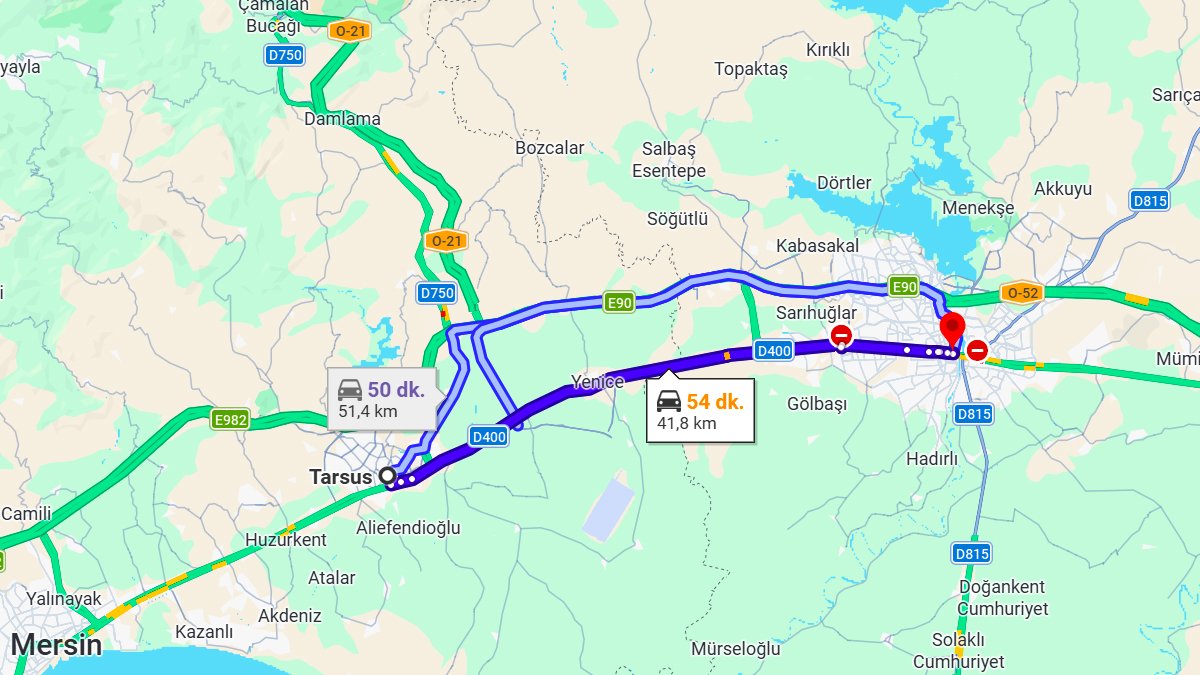 Tarsus ile Adana Arası Kaç KM? Kaç Saat? Tarsus/Adana Mesafe ve Yol Tarifi!