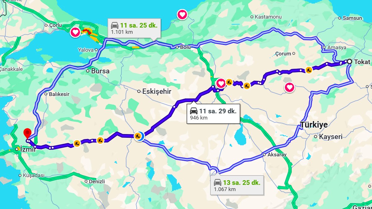 Tokat ile Manisa Arası Kaç KM? Kaç Saat? Tokat/Manisa Mesafe Bilgisi!